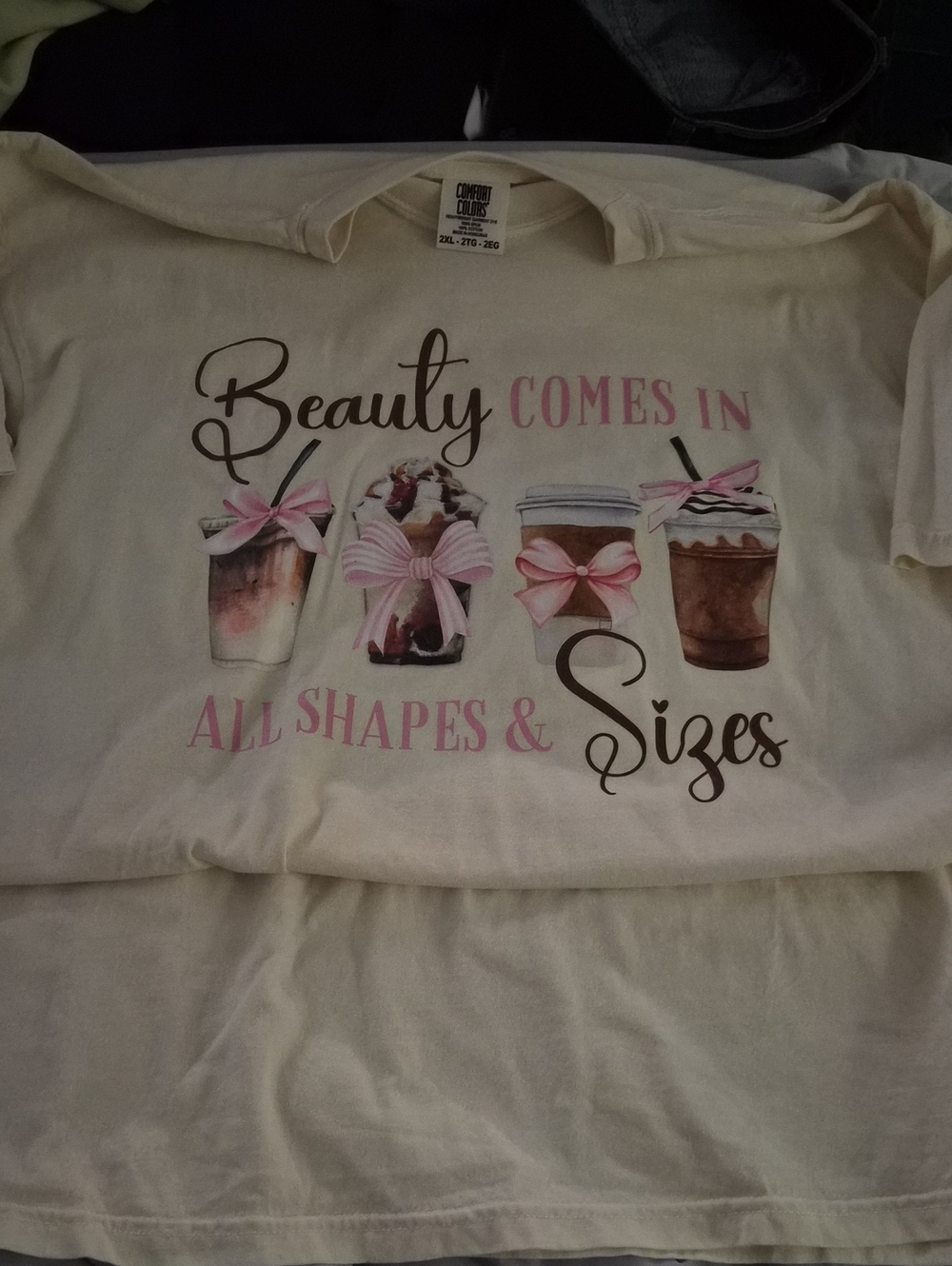 Comfort Colors Cream Graphic Tee with Pink Accents